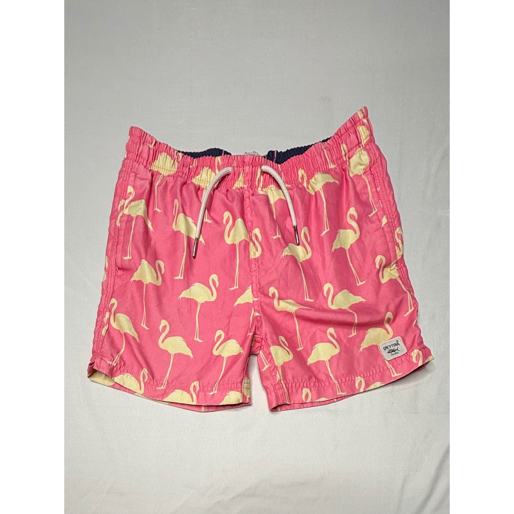 Spicy Tuna Boys Pink Flamingo Print Swim Trunks Size 10 Mesh Lined T8
